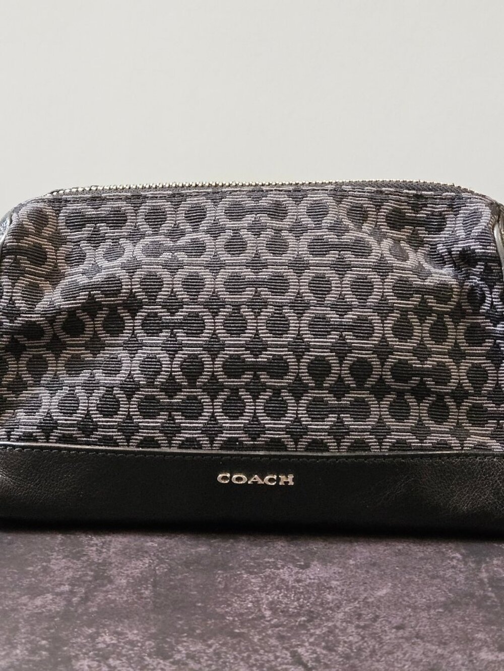 Coach Women's Signature Canvas & Leather Clutch, Black / Gray
